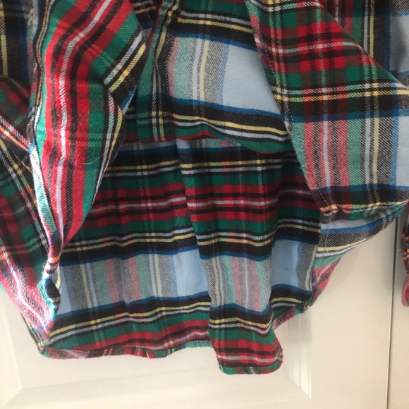Lands’ End | Blue Green Red Flannel Button Down Short Long Sleeves Size 4 - Picture 6 of 7